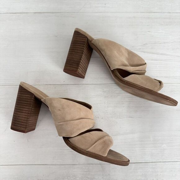 Madewell Gesine Mule Sandals Women 10 Taupe Suede Slip On Block Heel Open Toe - Picture 9 of 12